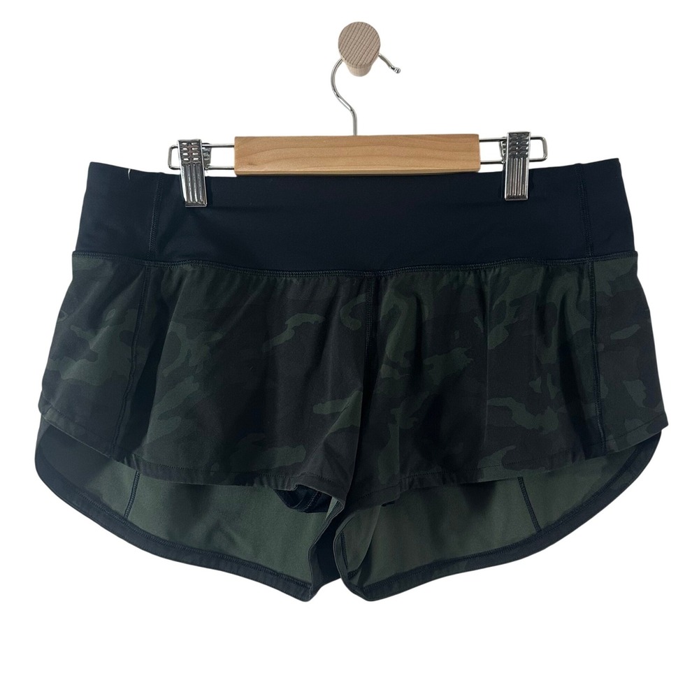 Lululemon Speed Up Short 2.5 Heritage 365 Camo Deep Coal Multi Womens 6 W7ATDR